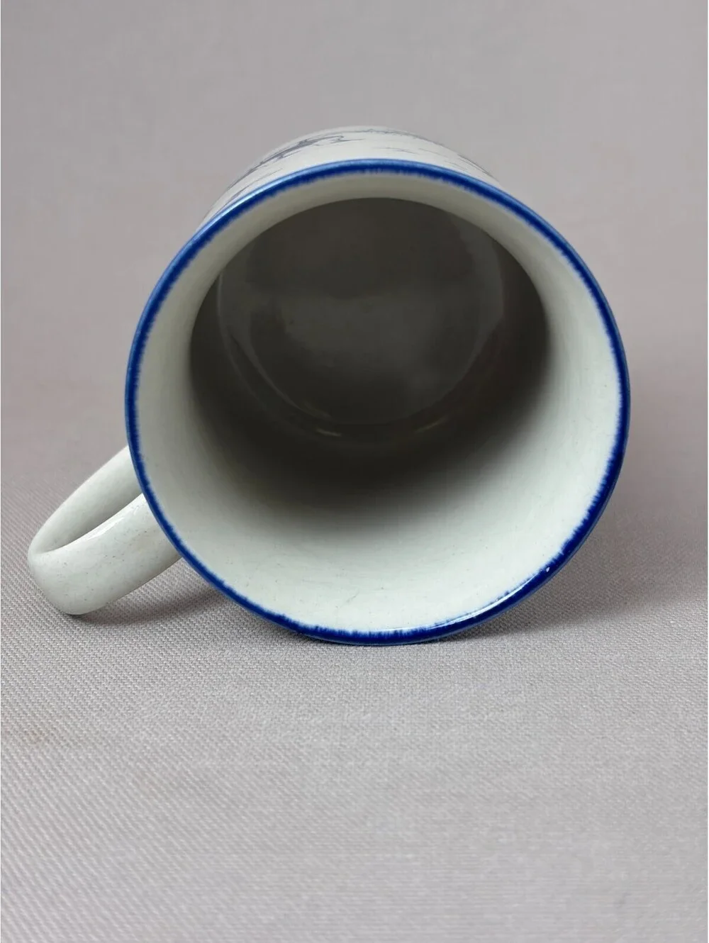 Vintage Seagulls Coffee Mug Nautical Coastal Shore Birds Ceramic Tea Cup Blue